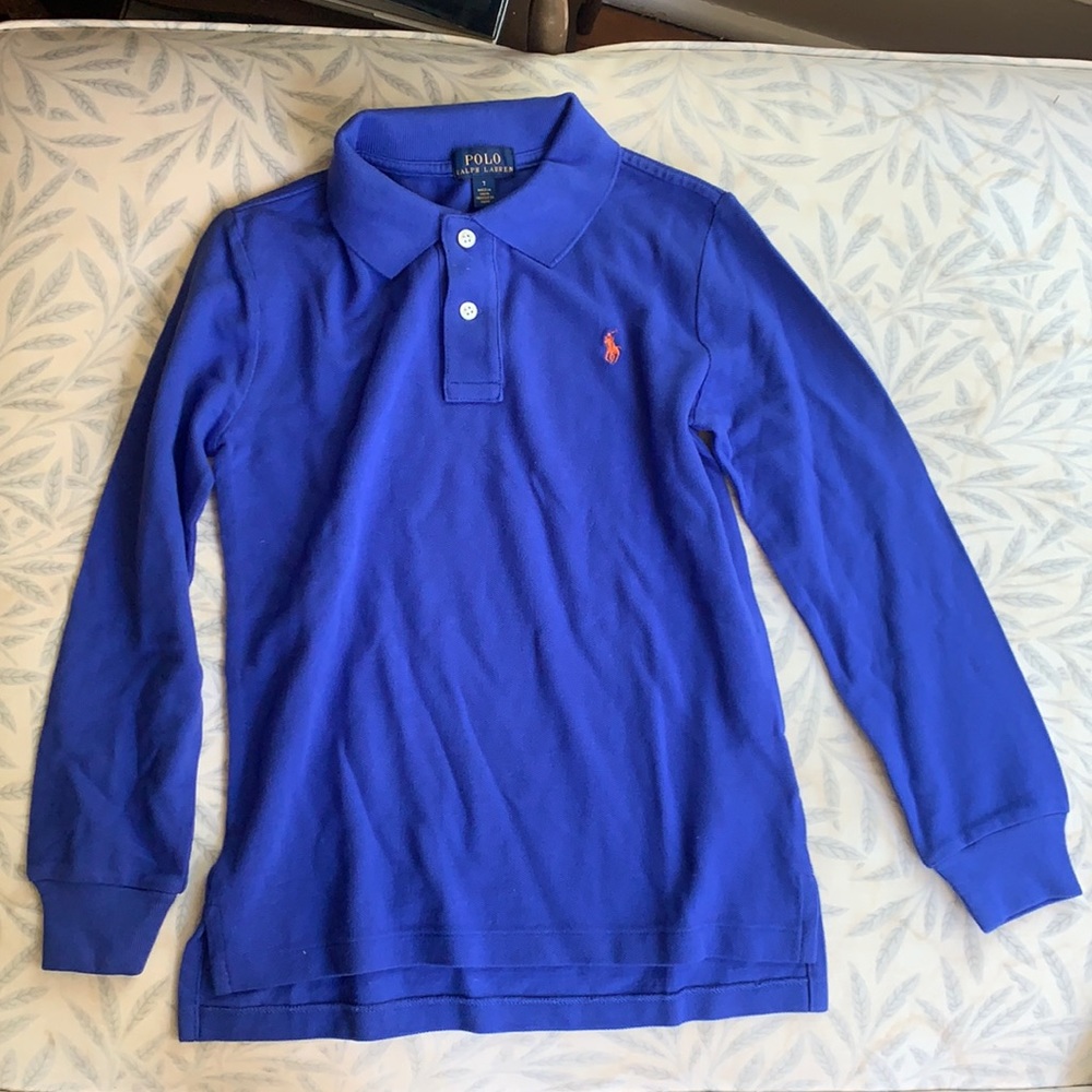 Ralph Lauren polo shirt boys 7 blue long sleeve